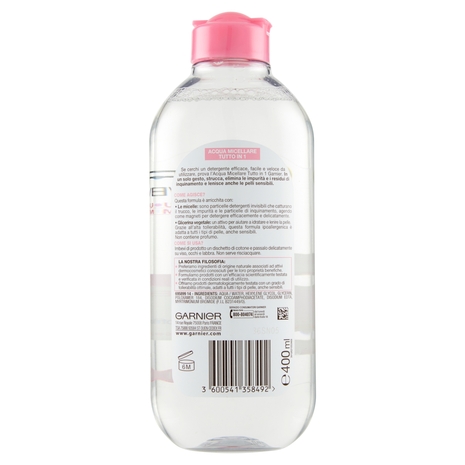 Garnier Acqua Micellare Tutto in 1 Struccante viso, occhi e labbra per pelli sensibili, 400 ml